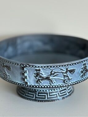 Mid Century Greek Key Textured Ceramic Bowl Extra Large Planter Pot